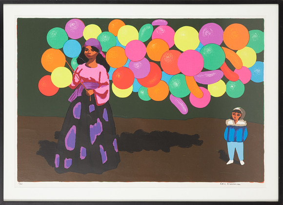 LISA LARSON. Figurin, stengods, Liten luftballong ur serien