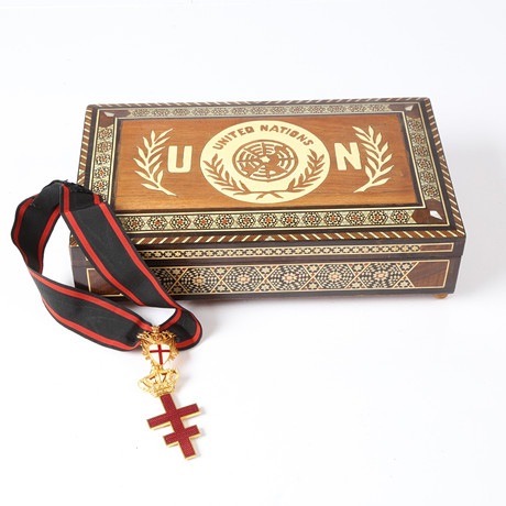 Order of Commander of gilt and enamelled metal and rosewood casket ...