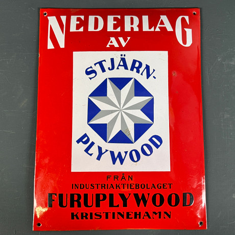 STÄRN-PLYWOOD, enamel sign, 1930s/40s. Collectables - Advertising ...
