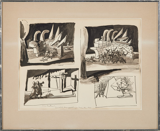 BROR MARKLUND. To Mäster Olof the Dramaten, 1972, ink drawing, signed ...