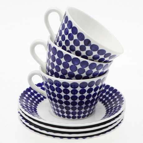 STIG LINDBERG. Coffee cups with saucer, 7 pieces, “Adam”, bone china ...