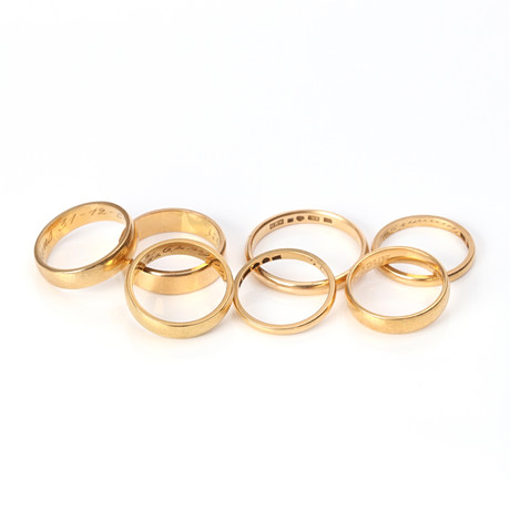 SMOOTH GOLD RINGS, SEVEN PCS. 18k gold, weight approx. 33,2 grams ...