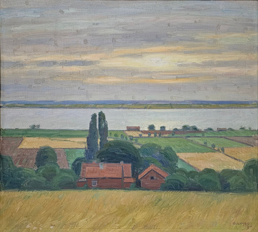 HJALMAR LINDE. Landskap. Olja på duk, signerad H. Linde.