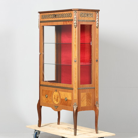 A 20th century intarsia rococo style display cabinet. Furniture ...