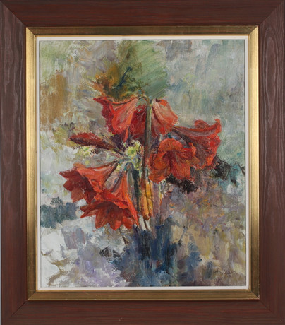 JOHAN BLADH. Ammaryllis, olja på duk, signerad. Konst - Måleri - Auctionet