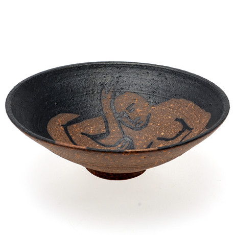 A stoneware bowl, “Leda and the Swan”, Elsa Söderberg, signed. Ceramics ...