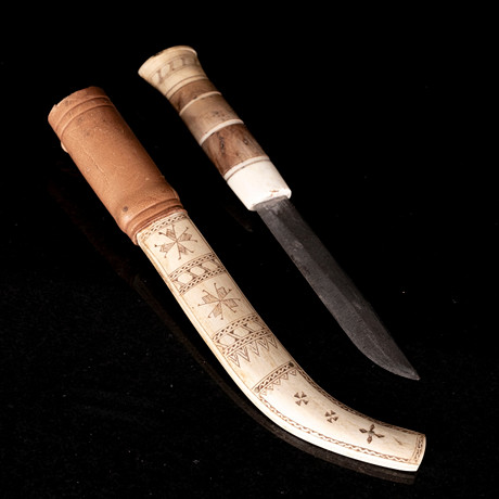KNUT DAHLGREN. Knife, Birch, Reindeer horn, Half-horn knife, 20th ...