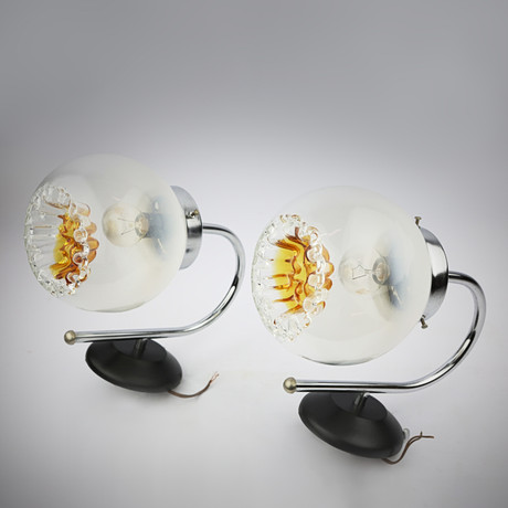 PAIR OF 1970s ITALIAN CHROME WALL LIGHTS WITH TONI ZUCCHERI FOR MAZZEGA ...