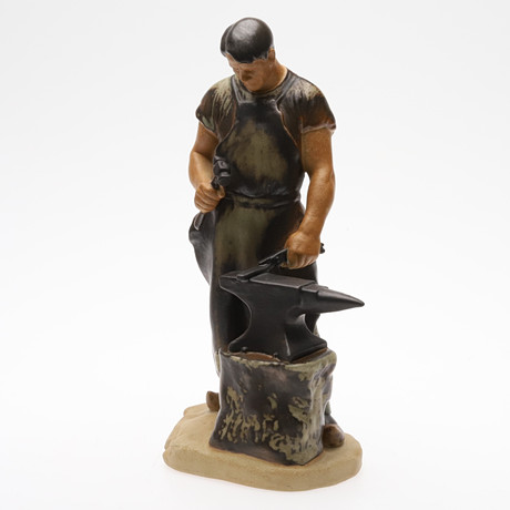 AXEL LOCHER. FIGURINE, glazed stoneware, 'Blacksmith'. Bing & Gröndahl ...