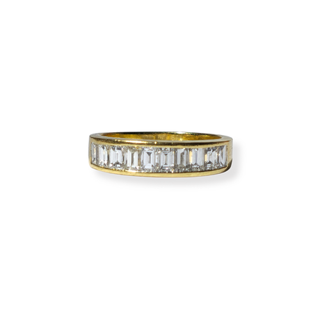 HALF RING RING IN 18K YELLOW GOLD AND 10 1.40CT BAGUETTE-CUT DIAMONDS ...