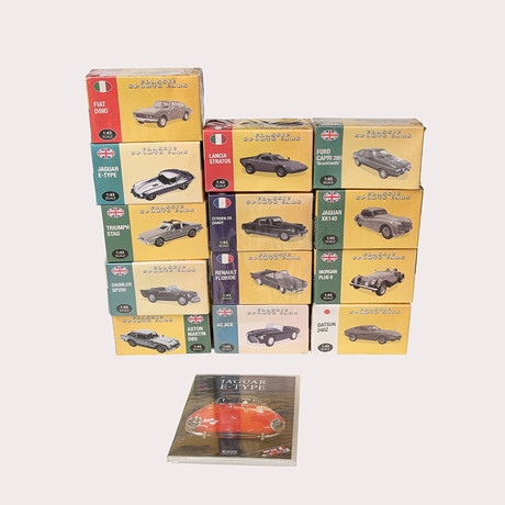 MODELL/SAMLARBILAR, nya i kartong, bla Aston Martin, Daimler, Jaguar, Morgan mm Atlas.