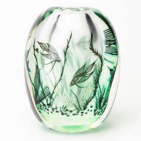 EVA ENGLUND. Graalvase, “Eldsjähl”, Orrefors, signed and dated -88