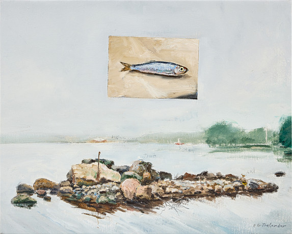 PG THELANDER. "Utsikt - fisk". på auktion hos Stockholms Auktionsverk Fine Art