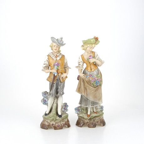 FIGURINER, 2 st, man och kvinna, porslin, GDR, 1900-tal.