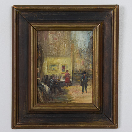 OKÄND KONSTNÄR. "Paris", olja på pannå, 1900-talets mitt. på auktion hos Formstad Auktioner
