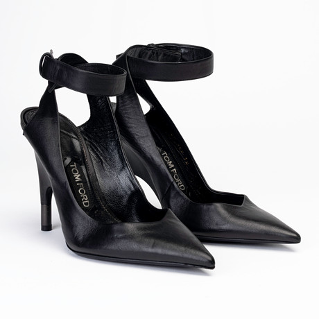 TOM FORD. Pumps, "Wedge Heel Ankle Strap High Heels", storlek 38.