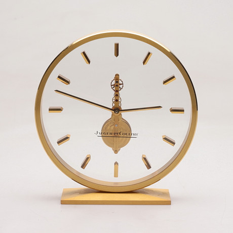 JAEGER-LECOULTRE, table clock, brass, glazed sides, 8 day power