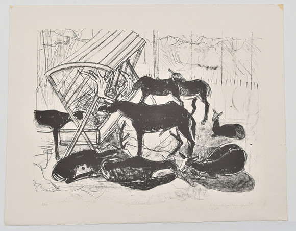 CHRISTINA RUNDQUIST. Hjort krubban. Linje- och akvatintetsning nr 8/10. på auktion hos Connoisseur Bokauktioner