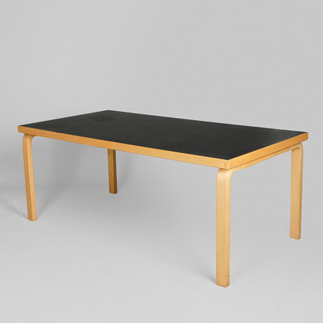 ALVAR AALTO (1898–1976). Rectangular table of lacquered birch, top