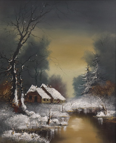 SIMON KRAMER. olja på duk, "Den förste sne".