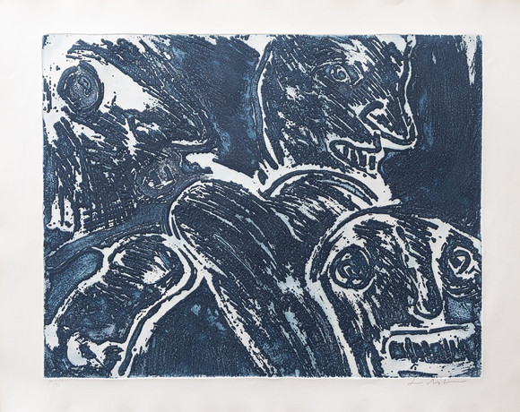 BENGT LINDSTRÖM. Utan titel, carborundumtryck nr 19/90, signerad. på auktion hos Garpenhus Auktioner