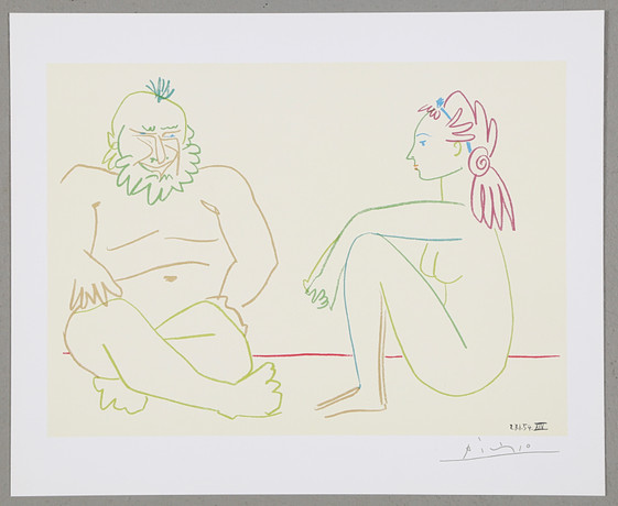 PABLO PICASSO. EFTER. ”Man et Modele”, offset i färg.