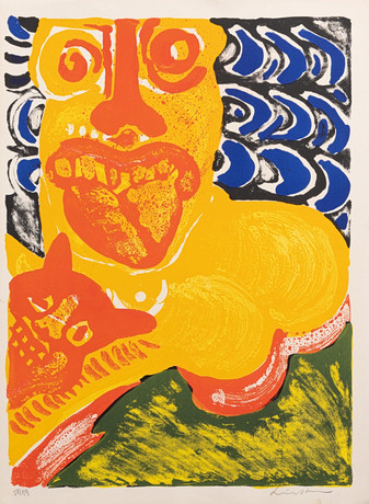 BENGT LINDSTRÖM. "Lejonungarna", litografi nr 58/99, signerad. på auktion hos Garpenhus Auktioner