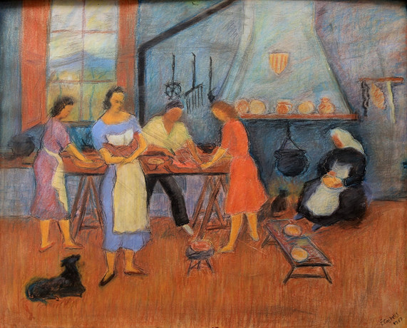 EDUARD CASTELLS. Interior scene. Art - Drawings - Auctionet
