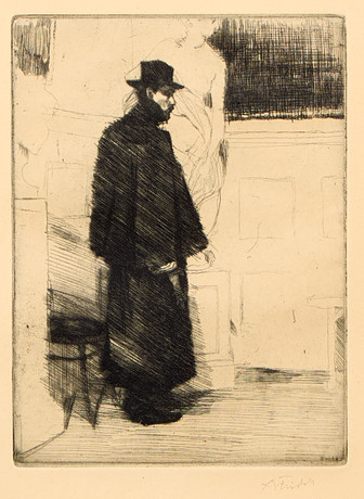 AXEL FRIDELL. "Man i kappa (Mannen i kappan, konstnären Arvid Knöppel", II état, Stockholm 1915.