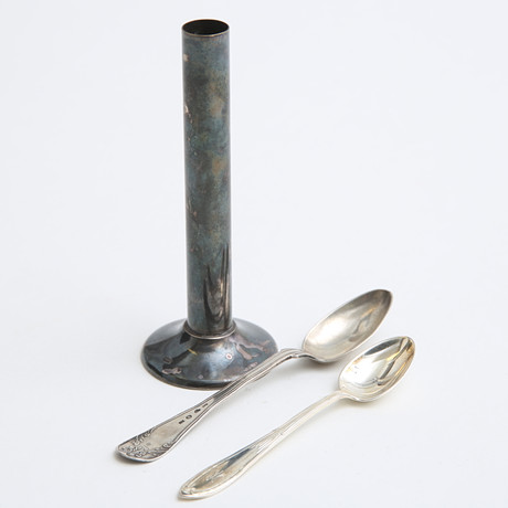 SILVER OBJECTS, 3 pcs, approx. 70 grams. Silver & Metals - Silver ...