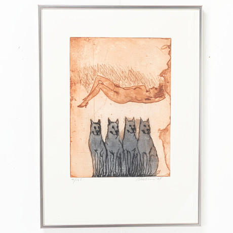 ÅKE HOLM. A wall relief, 'Susanna and the gubbarna', stoneware