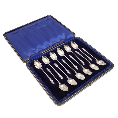 DAVID ANDERSEN NORWAY TEA SPOONS STERLING/ENAMEL 925S. Silver