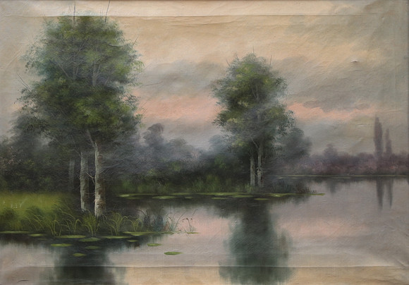 JOAQUÍN TORRENTS LLADÓ. Lake landscape. Art - Paintings - Auctionet