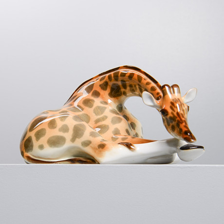 GUNNAR NYLUND. Figurin, giraff, stengods, Rörstrand. Keramik