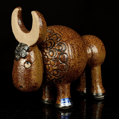 は*る様 Lisa Larson /JURA Buffel / Vintage Lisa Larson, two stoneware figurines, 'Buffel' and 'Kamel' from
