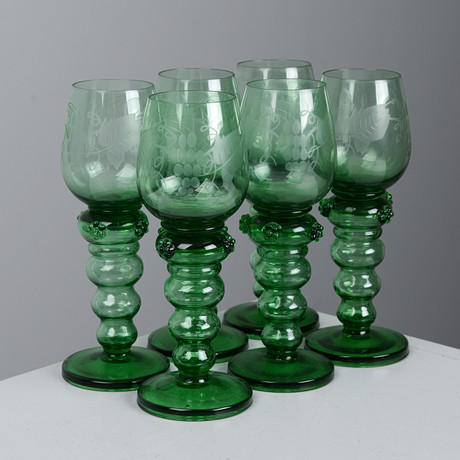 bubble glass wine glasses Wine glasses hand blown in Aquamarine solid with clear stem and foot  Del  Sol/Off Fourth