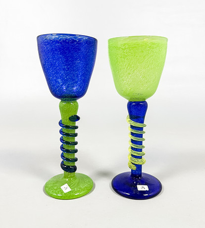 KEN DONE. Wine glasses, 4 pieces, “Palm Tree”, Kosta Boda, signed