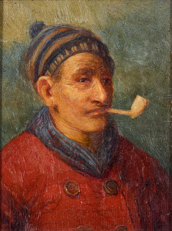 CARL DUXA. Porträtt av man med pipa.