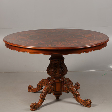 A 19TH-CENTURY-STYLE INLAID BREAKFAST TABLE. Furniture - Tables - Auctionet