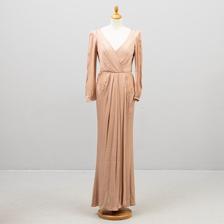 beige tiered midi dress Beige Shirred Front Tie Tiered Midi Dress