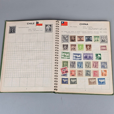 Stamps and books. China, silk stamp album. Coins, Medals & Stamps