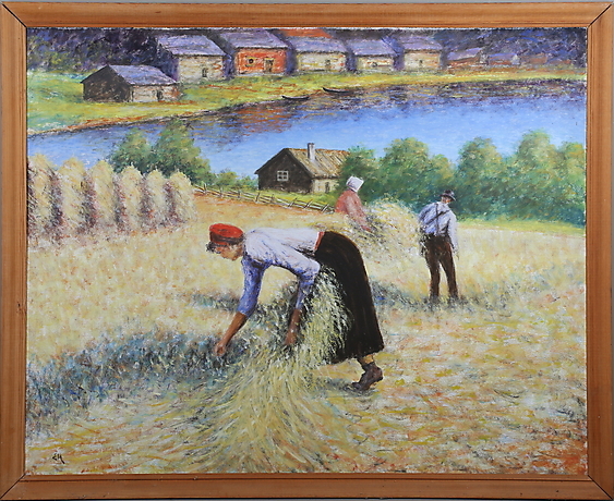 Unknown artist, oil on Board, signed EH. Art - Paintings - Auctionet