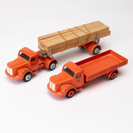 TOY CARS, 4 pieces, “Scania-Vabis”, metal, Tekno, Denmark. Toys