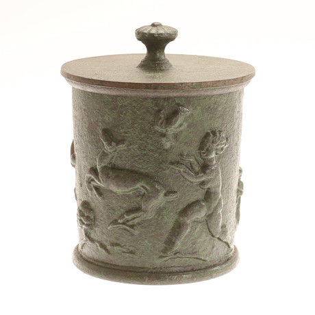 A cast iron tobacco jar, early 20th century. Silver & Metals - Other metals 