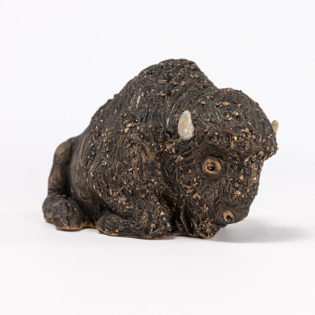 GÖRAN ANDERSSON. Figurin, Bison-oxe, lergods, Upsala Ekeby