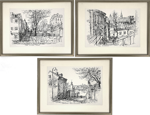 ÅKE HOLM. Lithographs, numbered, 9 pieces, signed Å Holm. Art