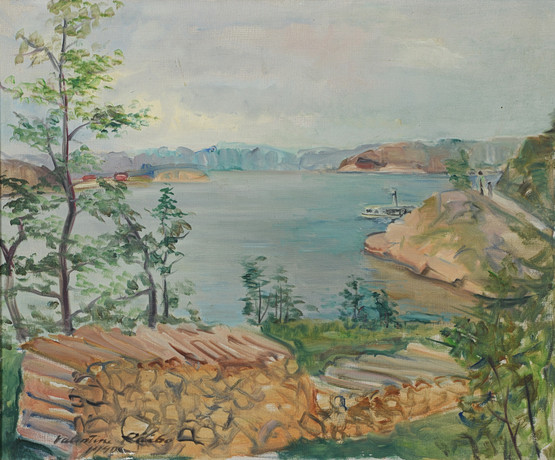 VALENTINE PÄÄBO LAROCHE. "Paysage de Västkusten III", olja på duk, signerad samt daterad 1940. på auktion hos Formstad Auktioner