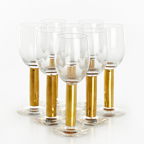 RED WINE GLASSES AND CHAMPAGNE STRAWS, Karolina, crystal, Gunnar Cyrn  Orrefors, 14 pieces. Glass - Tableware - Auctionet