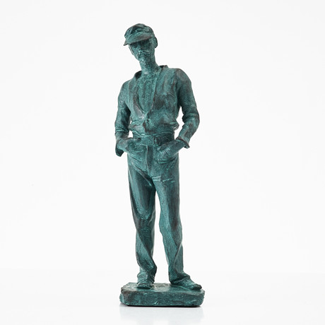 CHARLES FRIBERG (1868-1953) Man, grönpatinerat gips, signerad och daterad Charles Friberg 1897.