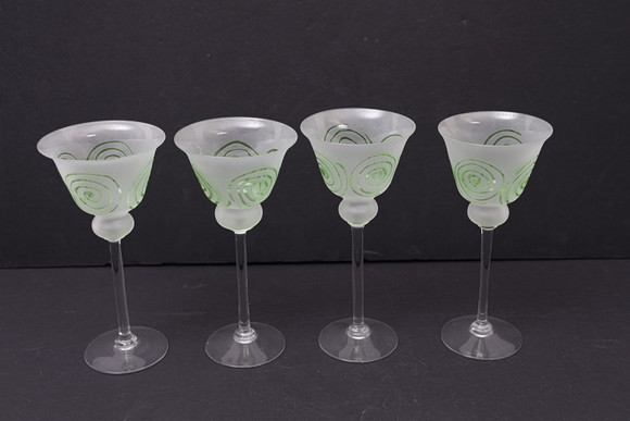 KEN DONE. Wine glasses, 4 pieces, “Palm Tree”, Kosta Boda, signed